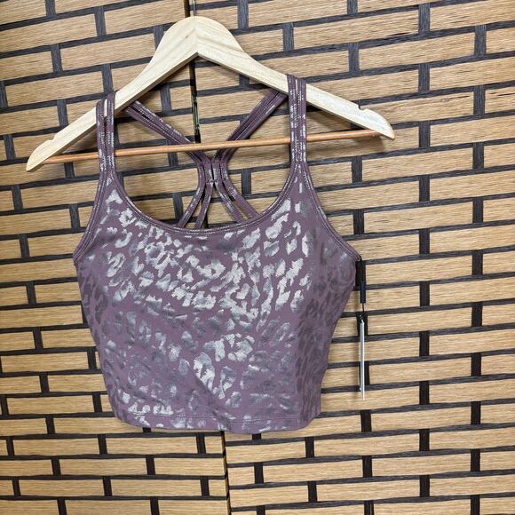 Calvin‎ Klein Performance Purple Metallic Animal Print Active Top Size Medium - Picture 1 of 8